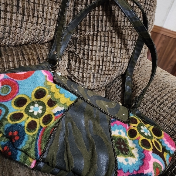 Vintage Mary Frances Beaded Bag Purse Heart Stones Peace Boho Clean Gorgeous - Picture 10 of 14